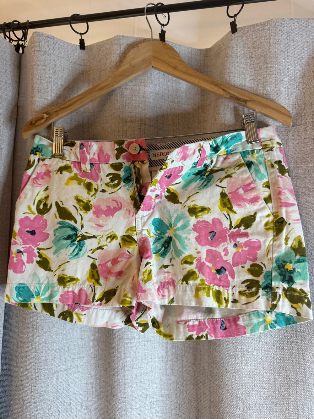 Merona Floral Cotton Shorts in Pink, Teal & Olive Green